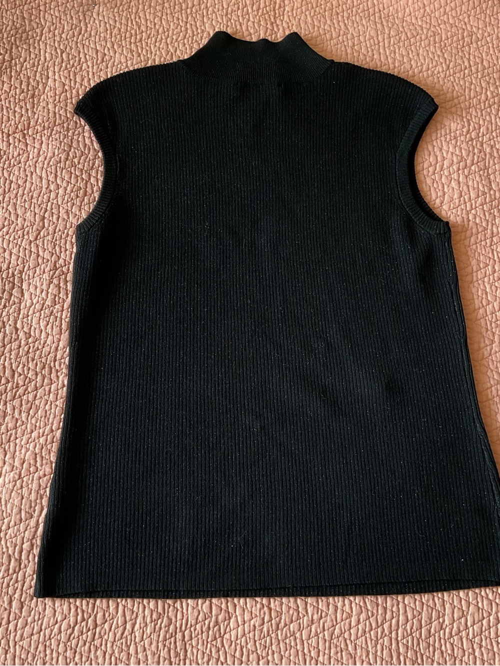 Coldwater Creek Black Ribbed Sleeveless Mock Neck Shell, silk - Picture 7 of 10
